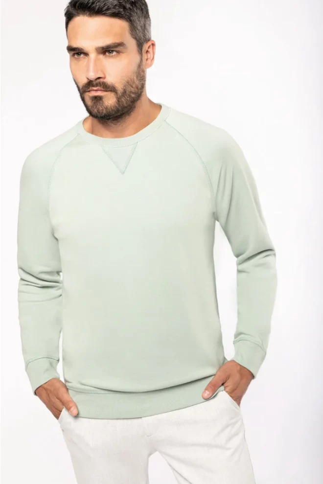 Herensweater BIO ronde hals ragalanmouwen